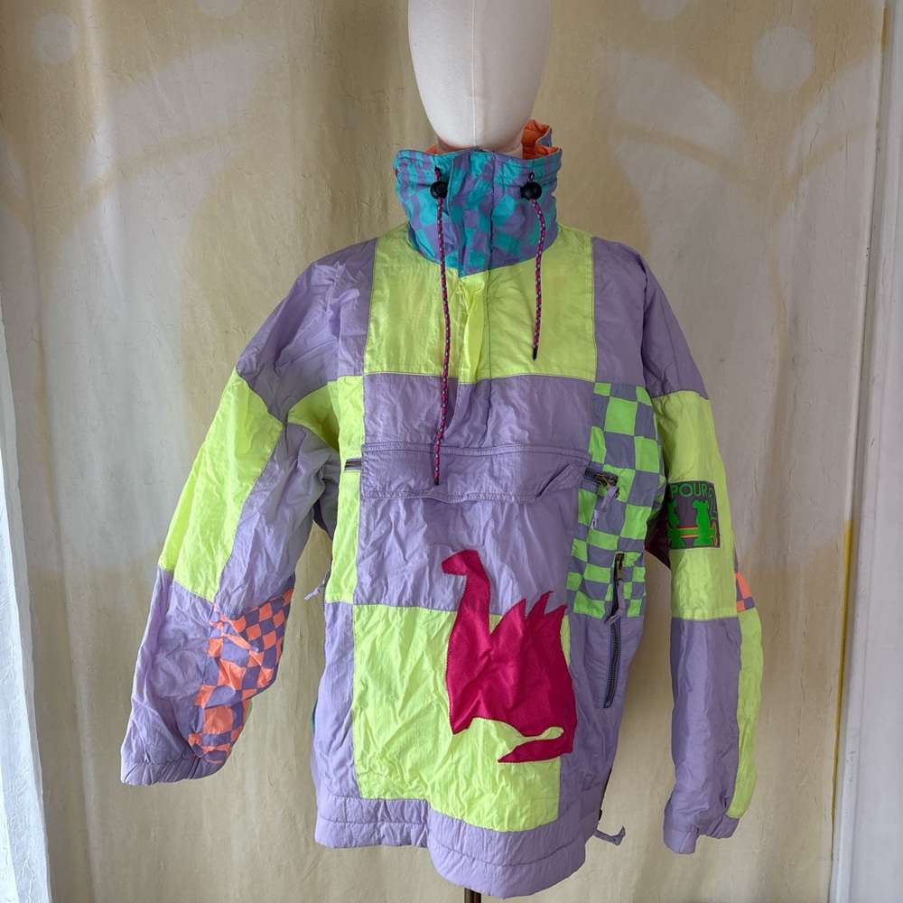 Colorful Neon Patchwork Jacket - image 1